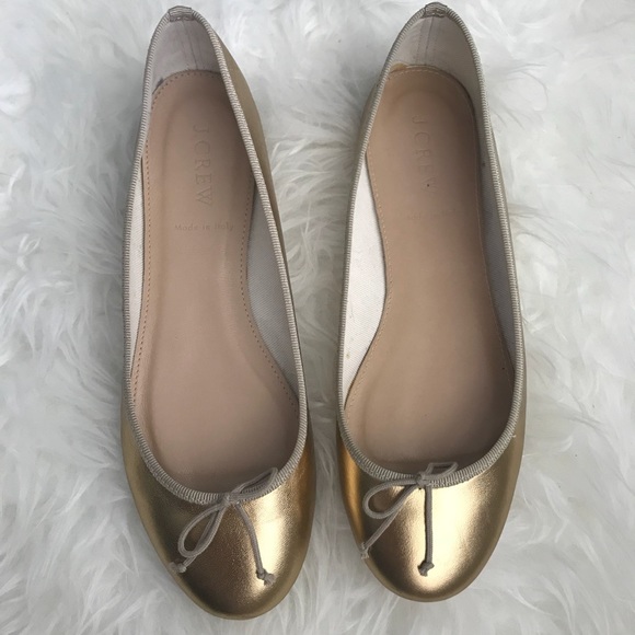 🥂2/$60 SALE🥂NWOT J. Crew Gold Ballet Flats - 7 - Picture 2 of 8
